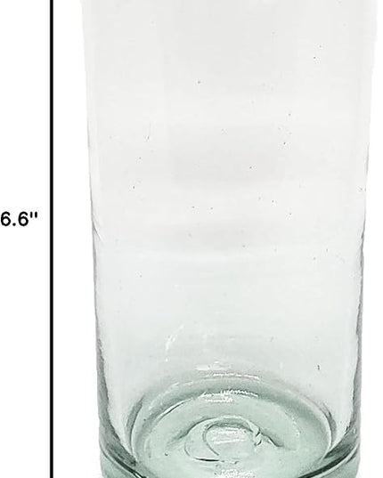 Clear 20 oz Tall Iced Tea Glasses (set of 6), Hand Blown Mexican Glassware, Recycled Glass Drinking Glasses, Lead-Free, Cocktail Margarita Glasses, Wine Glasses, Shot Glasses, Whiskey Glasses (IceTea)