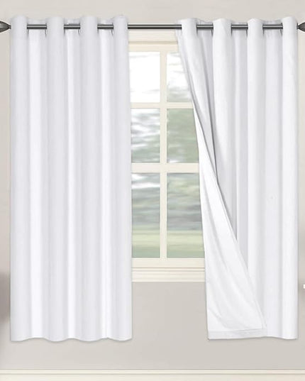 H.VERSAILTEX 100% Blackout Curtains for Bedroom Thermal Insulated Linen Textured Curtains Heat and Full Light Blocking Drapes Living Room Curtains 2 Panel Sets, 52x72 - Inch, Pure White