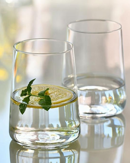 Krosno Water Glasses, Set of 6, 16.6 fl oz, Water Drinks Juice, Infinity Collection, Lead-Free Lightweight Glass, Everyday Drinking Glass, Dishwasher Safe, Made in Europe