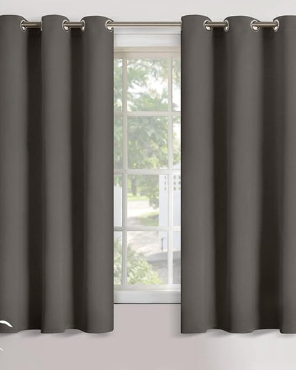 YoungsTex Blackout Curtains for Bedroom 63 Inch Long - Thermal Insulated with Grommet Room Darkening Window Drapes for Basement Office Living Room, 2 Panels, 42 x 63 Inch, Grey