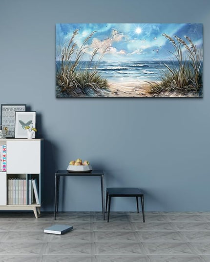 hyidecorart Wall Art For Living Room Wall Decor For Bedroom Bathroom Decoration Sunshine Ocean Scenery Painting Blue Sea Waves Wall Pictures Office Modern Canvas Prints Artwork Aesthetic Home Decor