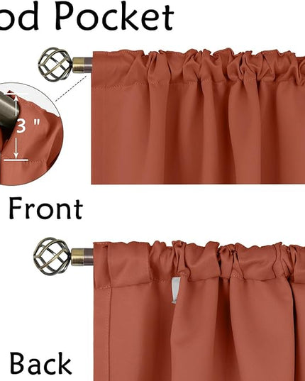 BGment Blackout Curtains 84 inches Long for Bedroom - Privacy Light Blocking Thermal Insulated Rod Pocket and Back Tab Fall Decor Curtains for Living Room, 2 Window Panels, 52 x 84 Inch, Terracotta