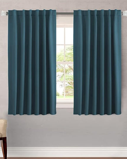 H.VERSAILTEX Blackout Curtains Thermal Insulated Window Treatment Panels Room Darkening Blackout Drapes for Living Room Back Tab/Rod Pocket Bedroom Draperies, 52 x 54 Inch, Dark Teal, 2 Panels