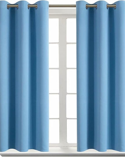 BGment Room Darkening Curtains 45 Inches Long - Grommet Thermal Insulated Drapes Window Treatment Curtains for Bedroom, 2 Panels, 38 x 45 Inch, Sky Blue