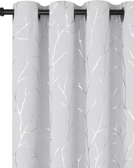 BUHUA Blackout Curtain Drape for Bedroom - Grommet Noise Reducing Thermal Insulated Solid Room Darkening Window Treatment for Doorway/Kids Room 2 Panels, 66 x 72 Inch, Greyish White