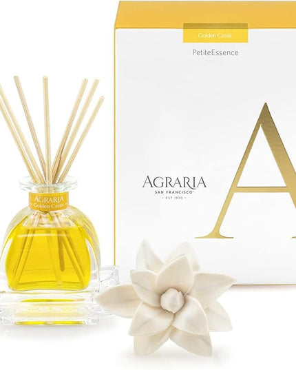 AGRARIA PetiteEssence Flower and Reed Diffuser Set, Hand Crafted Sola Flower Botanical Home Fragrance Set, Scented Oil Gift for All Occasions