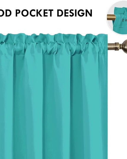 DWCN Blackout Curtains for Living Room Thermal Insulated, Energy Saving & Noise Reducing Bedroom Curtains, Peacock Blue, W 52x L 95 Inch, Set of 2 Rod Pocket Curtain Panels