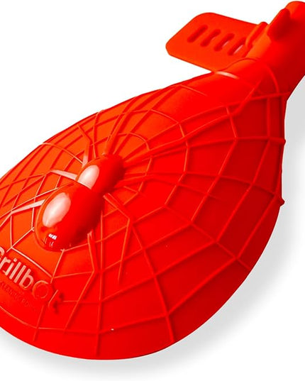 Grillbot Heat Resistant BBQ Heat Shield for Utensils, Protect Hands from Burns, Splatter & Flare-Ups, BPA-Free Silicone, Dishwasher Safe, Universal Fit, Perfect Grill Gift for Men (Red, Spider)