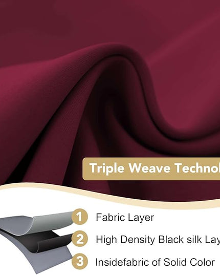 H.VERSAILTEX Christmas Blackout Curtains Premium Blackout Thermal Insulated Room Darkening Curtains for Bedroom/Living Room - Classic Grommet Top (2 Panels, Burgundy, 52 Inch by 45 Inch)