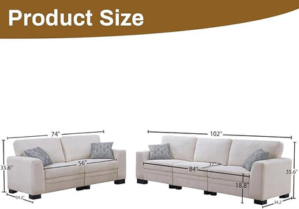 Legend Vansen Oversized Modular Sectional Sofa,5 Seat U Shaped Couch with Ottoman,Corduroy Sofa with Deep Seat,Convertible Large Sectional Couches for Living Room (Cream, 2+3)