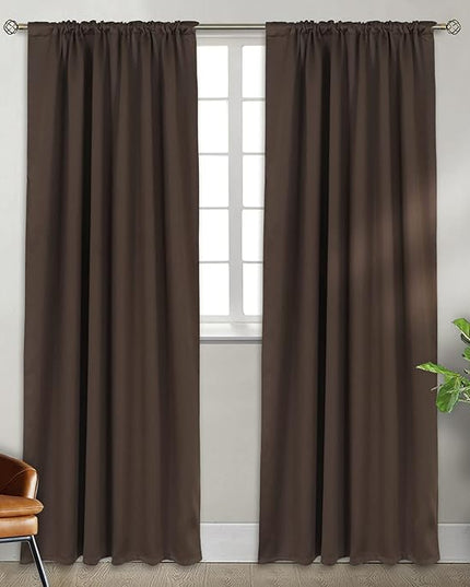 BGment Rod Pocket and Back Tab Blackout Curtains for Bedroom - Thermal Insulated Room Darkening Curtains for Living Room, 2 Window Curtain Panels (52 x 84 inch, Brown)