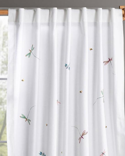 Maison d' Hermine Curtains for Living Room 100% Cotton 84 inch Length One Panel Light Filtering Curtains for Bedroom Windows with Rod and Loop Pockets Drapes (Fleurs De Mai, 50" W x 84" L)