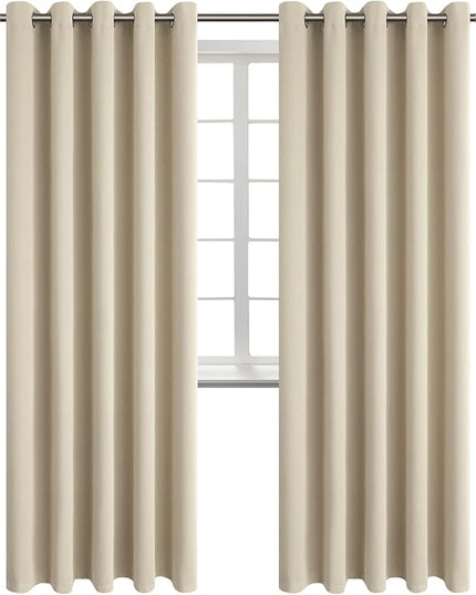 BGment Room Darkening Curtains 84 Inches Long - Grommet Thermal Insulated Drapes Window Treatment Curtains for Bedroom, 2 Panels, 70 x 84 Inch, Beige