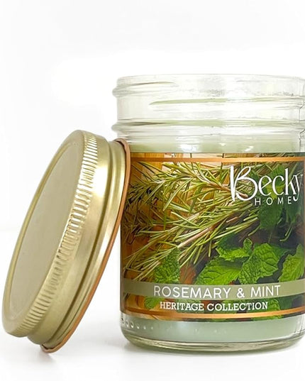 8oz Rosemary Mint Scented Candles for Home, 45 Hrs Soy Wax Candle for Stress Relief, House Aromatherapy Candle Fall Gifts for Men and Women