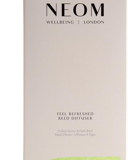 NEOM Feel Refreshed Reed Diffuser, 100ml | Sicilian Lemon & Basil I Pure Essential Oils I 100% Natural Fragrances I Lasts 12 Weeks I Refillable and Reusable