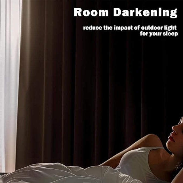 YoungsTex Room Darkening Curtains 45 Inch Length for Kitchen Windows - Short Thermal Insulated with Grommet Blackout Window Drapes for Bedroom, 2 Panels, 42 x 45 Inch, Greyish White