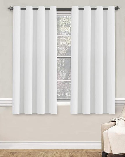 H.VERSAILTEX Pure White Curtains 63 inch Length Window Treatment Panels for Living Room Thermal Insulated Grommet Curtain Drapes (Set of 2)