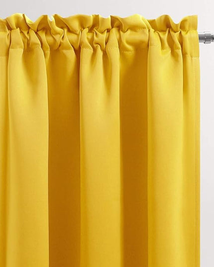 DWCN Blackout Curtains Room Darkening Thermal Insulated Bedroom Curtains Window Curtain Panels, 42 x 84 inches Long, Set of 2 Yellow Rod Pocket Drapes