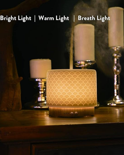 Essential Oil Diffuser 280ml Aromatherapy Diffuser for Large Room Small Humidifier with Sleep Mode-4 Timers, 3 Modes Lights, Auto-Off, No Beep