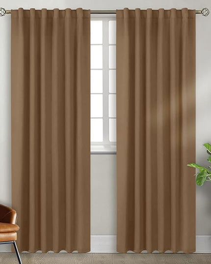BGment Rod Pocket and Back Tab Blackout Curtains for Bedroom - Thermal Insulated Room Darkening Curtains for Living Room, 2 Window Curtain Panels (52 x 84 Inch, Taupe)