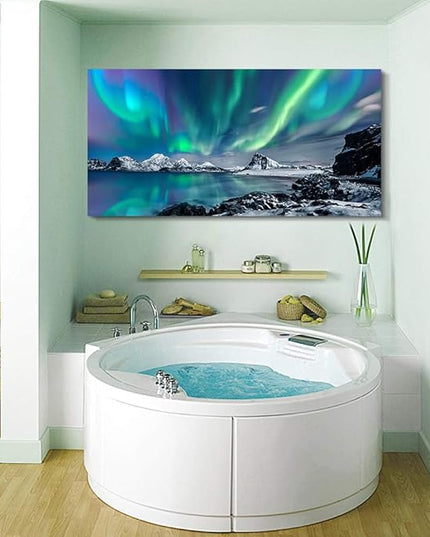 Lapremoly Canvas Wall Art For Living Room farmhouse Wall Decor For Bedroom Office Decor Blue Aurora Pictures Landscape Wall Paintings Prints posters Artwork Framed Wall Mural Room Home Decoration