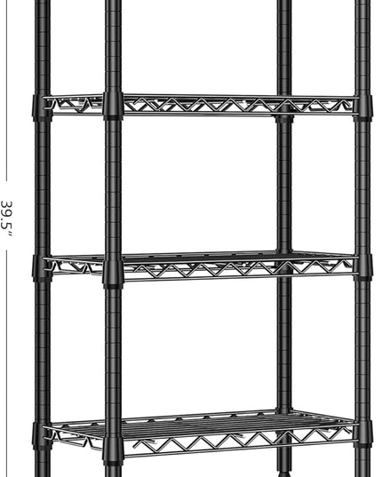 1000 lbs 4 Tier Shelf Metal Storage Shelves Wire Rack Closet Organizers with PP Board for Garage Kitchen Bathroom Laundry Black 11.8" D x 21.7" W x 39.5" H