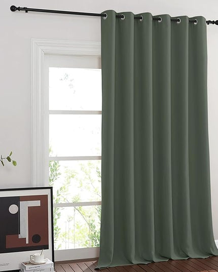 NICETOWN Room Divider Curtain 132 Inches Long, Wide Blackout Sliding Door Curtain for Bedroom, Room Darkening Privacy Window Curtain for Patio Door (1 Panel Set, Dark Mallard, 80 x 132 Inch)