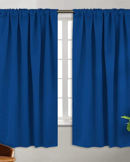 BGment Rod Pocket and Back Tab Blackout Curtains for Bedroom - Thermal Insulated Room Darkening Curtains for Living Room, 2 Window Curtain Panels (38 x 54 Inch, Classic Blue)