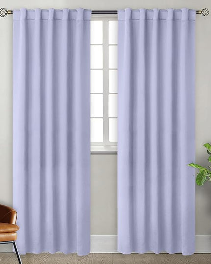 BGment Rod Pocket and Back Tab Blackout Curtains for Bedroom - Thermal Insulated Room Darkening Curtains for Living Room, 2 Window Curtain Panels (42 x 84 Inch, Lavander)