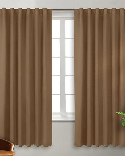 BGment Rod Pocket and Back Tab Blackout Curtains for Bedroom - Thermal Insulated Room Darkening Curtains for Living Room, 2 Window Curtain Panels (52 x 72 Inch, Taupe)