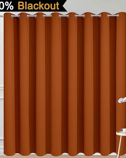 Yakamok 100% Blackout Thermal Insulated Curtains, Noise Reducing Barrier Panel for Sliding Glass Door, 2 Thick Layers Heat Full Light Blocking Patio Door Drapery, Burnt Orange, W100 x L84, 1 Panel