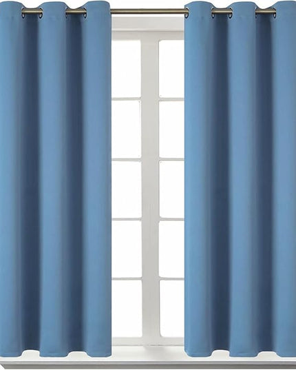 BGment Blackout Curtains for Bedroom - Grommet Thermal Insulated Room Darkening Curtains for Living Room, Set of 2 Panels (38 x 54 Inch, Faded Denim)