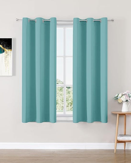 ChrisDowa Blackout Curtains 54 inches Long for Bedroom - 2 Panels Set Grommet Thermal Insulated Room Darkening Curtains for Living Room (Aqua, 38 x 54 Inch)