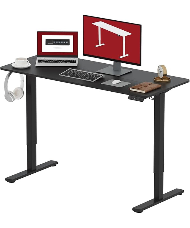 SANODESK Electric Standing Desk 48x24 Inch Height Adjustable Stand Up Desk Home Office Computer Workstation Sit Stand Home Office with Splice Board (Black Frame + Black Top)