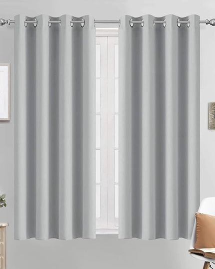 Yakamok Room Darkening Window Drapes Thermal Insulated Light Blocking Grommet Blackout Curtains for Bedroom(52Wx54L,Light Grey,2 Panels)
