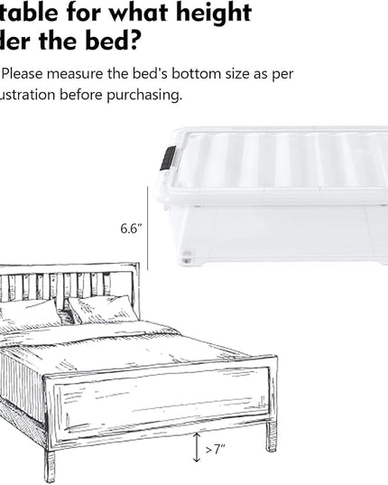 20 Quart Under Bed Shoe Storage Container Bin with Wheels for Underbed, Home or Office Organization, Set of 4
