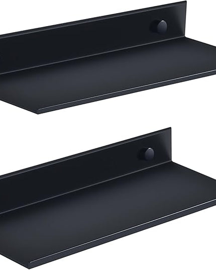 Adhesive Shower Caddy 2 Pack, Metal Shower Shelves for Inside Shower 30cm, Black Bathroom Shelves Wall Mounted, No Drilling Bathroom Organizer