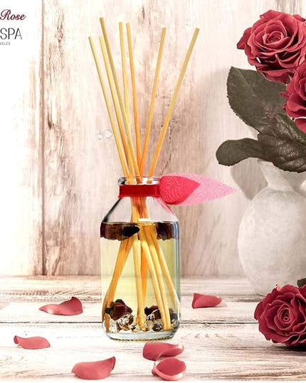 LOVSPA Reed Diffuser Set, Velvet Rose Scented Oil Diffuser with Sticks, Home Fragrance Accessories for Bathroom Shelf Decor, Aroma Diffusers for Home or Office Desk, USA Made
