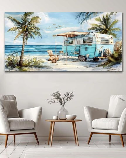 ERQINHUA Wall Art For Living Room Canvas Wall Decor For Bedroom Office Decorations Marine Beach Landscape Painting Pictures Artwork Modern Beach Posters Aesthetic Ready To Hang Home Decor 20"x40"