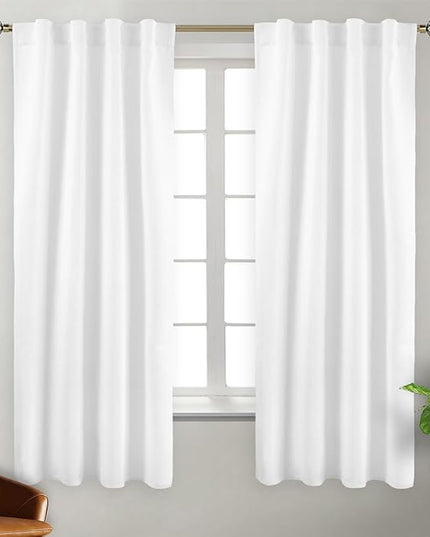 BGment Pure White Room Darkening Curtains 63 Inch - Rod Pocket and Back Tab Thermal Curtains for Bedroom Home Decor Curtains for Living Room, 2 Window Curtain Panels, 38 x 63 Inch