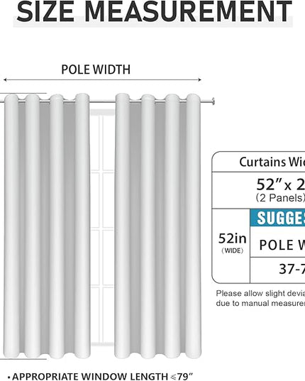 BUHUA White Black Out Curtains 84 Inch Long 2 Panels, Soundproof Curtains with Elegant Silver Tree Branches Print, Heat Blocking Curtains for Livingroom, 52W x 84L, Greyish White