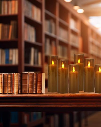 Halloween Decoration Flickering Flameless Candles Battery Operated Timer Led Pillar Candles with Realistic Moving Wick Candles for Home Decor 24 Pack (D2.2 xH 5" 6" 7")(Grey)