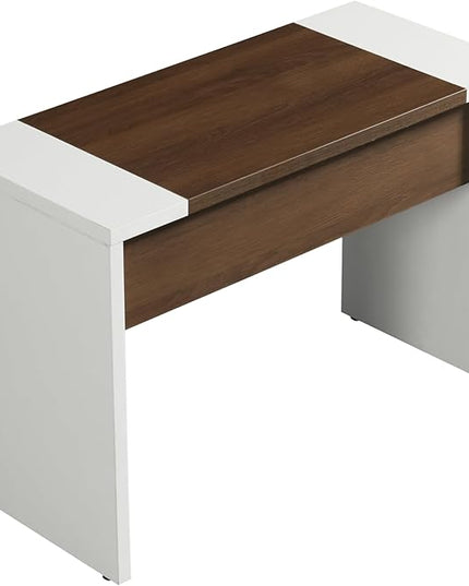 Leon 87" Wood Office Furniture Set of 3pcs | Executive Right Side L Shaped Corner Desk & File Drawers w/Telescopic Rail | Coffee Table | Storage Cabinet w/Chrome Handles | Modern Home Workstation