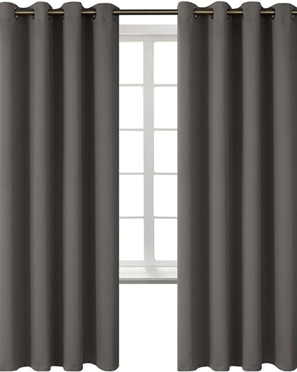 BGment Blackout Curtains for Bedroom - Grommet Thermal Insulated Room Darkening Curtains for Living Room, Set of 2 Panels (52 x 72 Inch, Grey)