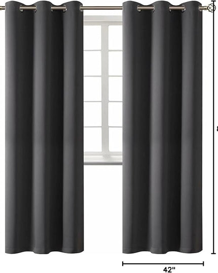 BGment Blackout Curtains - Grommet Thermal Insulated Room Darkening Bedroom and Living Room Curtain, Set of 2 Panels (42 x 84 Inch, Dark Grey)