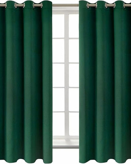 BGment Blackout Curtains - Grommet Thermal Insulated Room Darkening Bedroom and Living Room Curtains, Set of 2 Decorative Curtain Panels (52 x 63 Inch, Emerald Green)