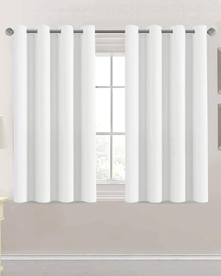 H.VERSAILTEX Thermal Insulated Room Darkening White Curtains for Bedroom/Living Room - Classic Grommet Top (2 Panels, White, 52 Inch by 45 Inch)