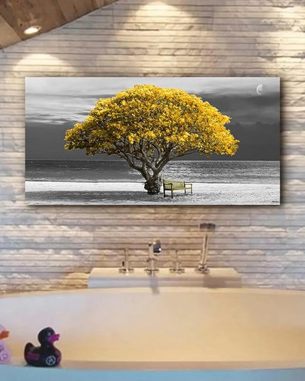 Wapluam Canvas Wall Art For Living Room, Office, Bedroom - Black And White Landscape Wall Paintings - Framed Wall Pictures - Artwork Mural - 20x40 inch