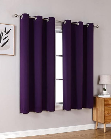 ChrisDowa Grommet Blackout Curtains for Bedroom and Living Room - 2 Panels Set Thermal Insulated Room Darkening Curtains (Royal Purple, 42W x 63L)