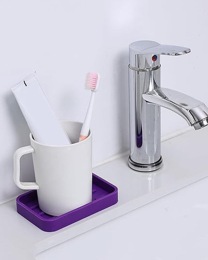 Silicone Kitchen Sink Organizer Tray for Multiple Usage,Easy Clean Sponges Holder for Kitchen Bathroom Counter or Sink,Dish Soap Dispenser,Scrubber,Bottle,Cup Purple 4.9”x 3.2”